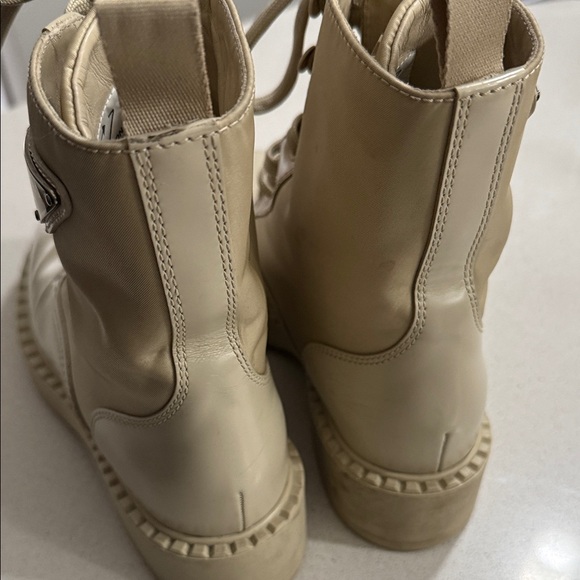 Authentic Prada Women's Beige Lace-Up Combat Boots - Picture 9 of 12